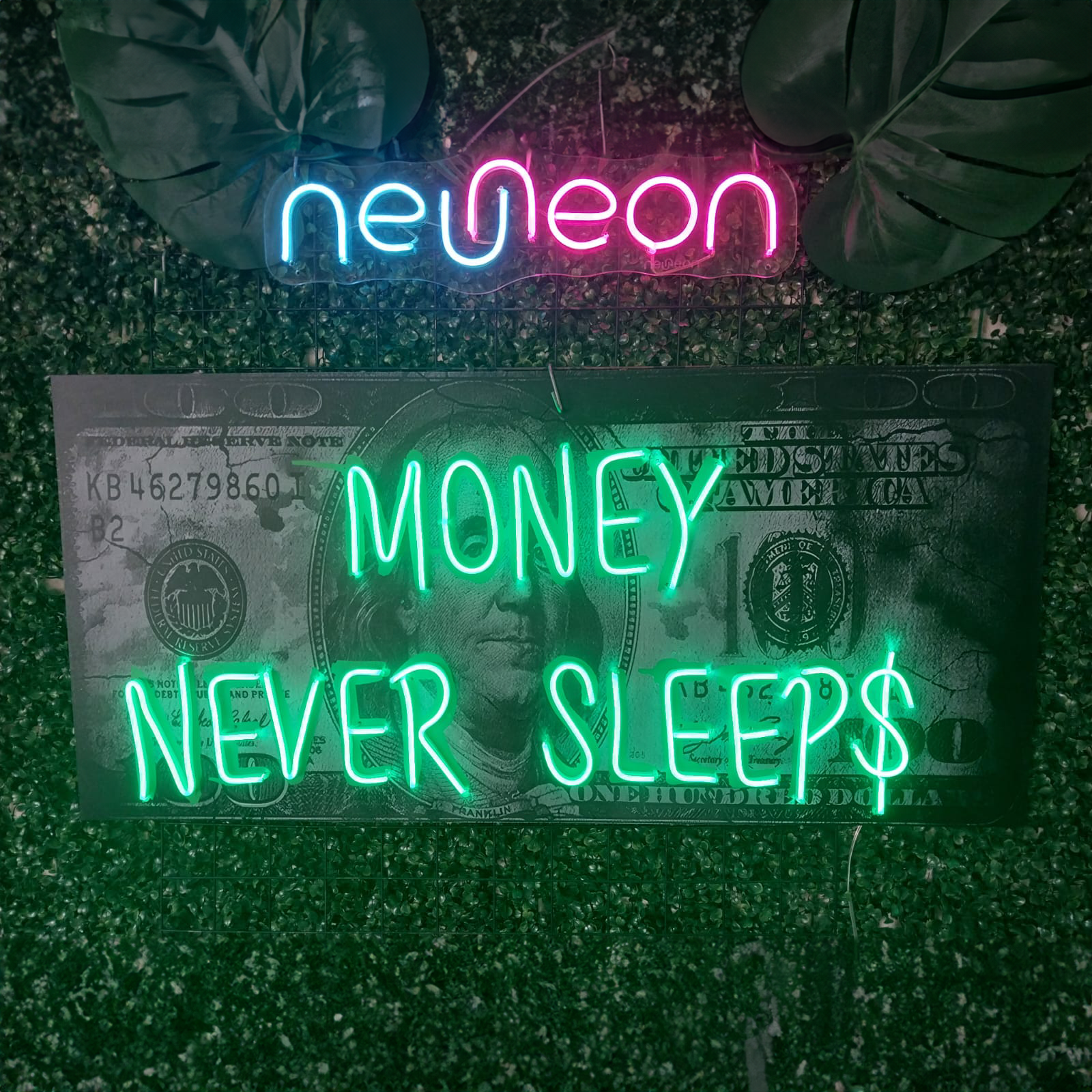 Money Never Sleep$ Tablo Neon Led Tabela