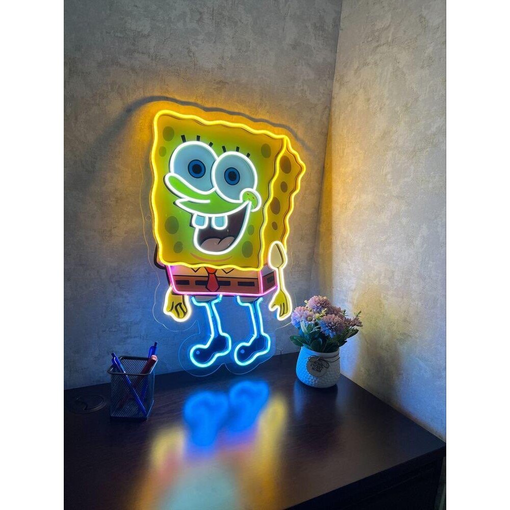 Süngerbob Neon Art – UV Baskı – Neon Led Tabela