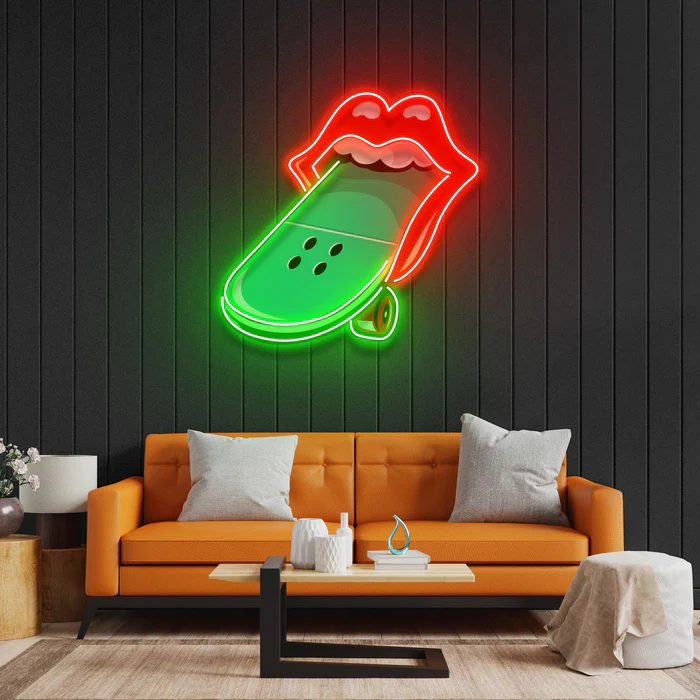 Dudak Kaykay Neon Art – UV Baskı – Neon Led Tabela