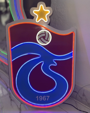 Trabzonspor Bordo Mavi Neon LED Duvar Dekorasyonu