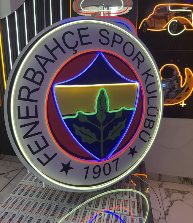 Fenerbahçe Neon LED Işıklı Duvar Dekorasyonu 80x80 cm