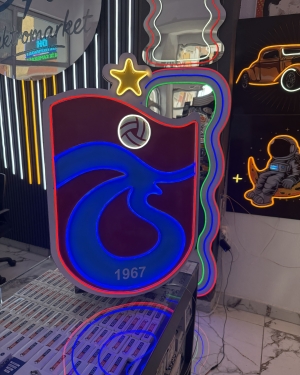 Trabzonspor Bordo Mavi Neon LED Duvar Dekorasyonu 80x50 cm