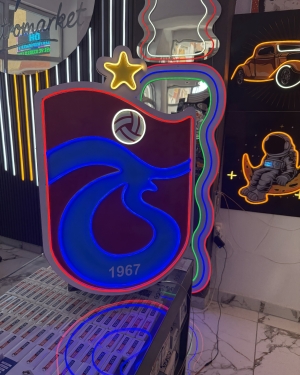 Trabzonspor Bordo Mavi Neon LED Duvar Dekorasyonu 80x50 cm
