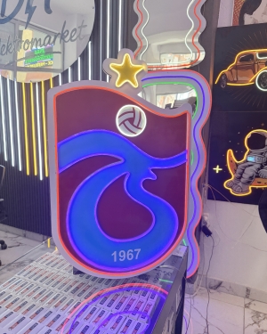 Trabzonspor Bordo Mavi Neon LED Duvar Dekorasyonu 80x50 cm