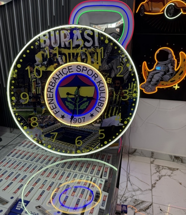 Neon Led Fenerbahçe Saat 60cm - Ev Ofis Dekorasyon