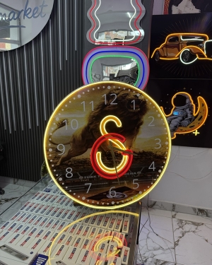Galatasaray Neon LED Saat 60 cm Sarı Kırmızı