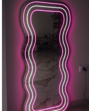 Neon Pileksi Boy Aynası 150x55 cm Pembe Beyaz