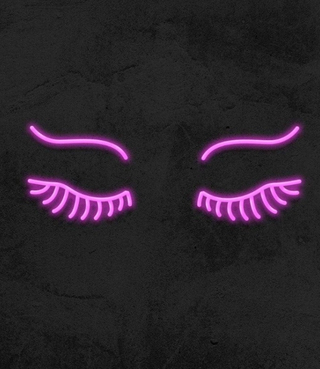 Kaş ve Kirpik Neon Led Tabela 60 cm Şeffaf Pleksi
