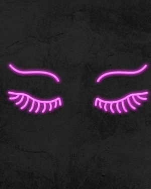 Kaş ve Kirpik Neon Led Tabela 60 cm Şeffaf Pleksi