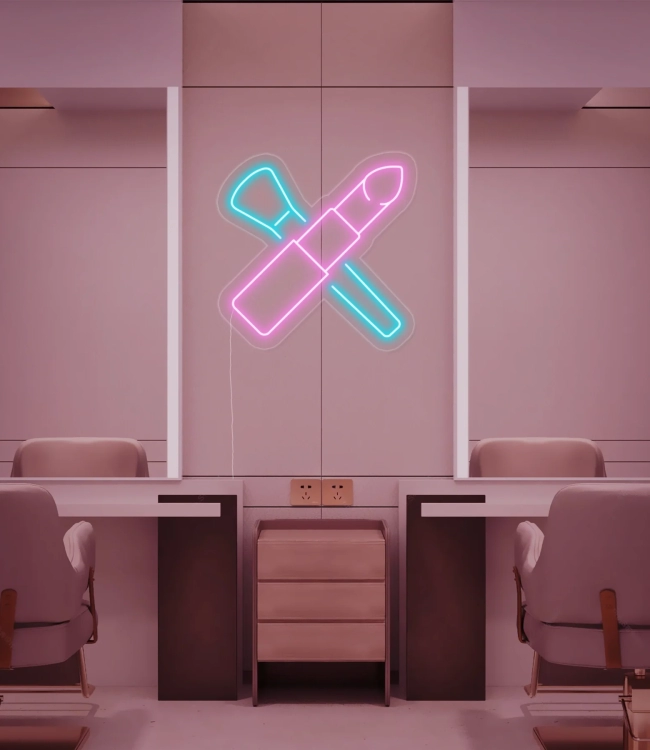 Neon Led Makyaj Fırçası ve Ruj Tabela 60 cm