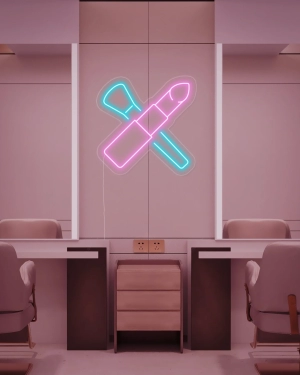 Neon Led Makyaj Fırçası ve Ruj Tabela 60 cm