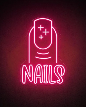Nails Neon Led Tabela 60 cm Şeffaf Pleksi Dekor