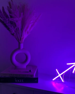 Yay Burcu Neon Led Tabela 40 CM - Şeffaf Pleksi Dekor