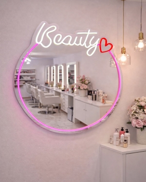 Beauty' Neon Işıklı Dekoratif Ayna