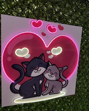 Neon Kalpli Kedi Figürlü Gece Lambası