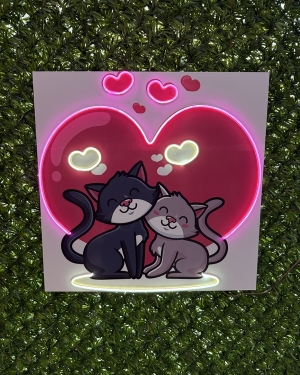 Neon Kalpli Kedi Figürlü Gece Lambası