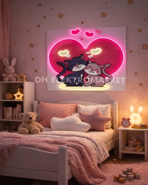 Neon Kalpli Kedi Figürlü Gece Lambası