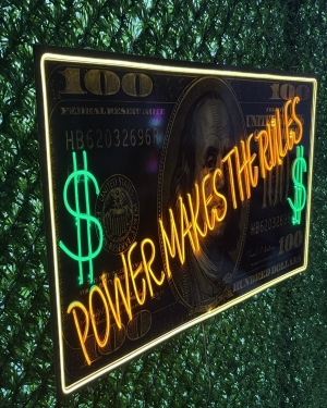 Güç Kuralları Koyar Neon Işıklı Tablo 114x53