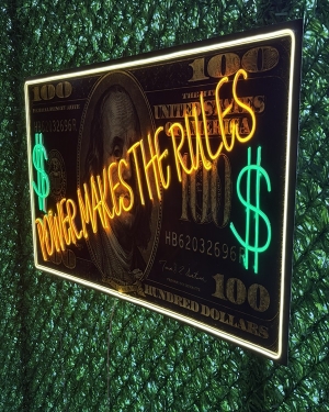 Güç Kuralları Koyar Neon Işıklı Tablo 114x53