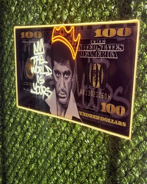 Tony Montana Dolar Işıklı Neon Tablo 100x40 cm