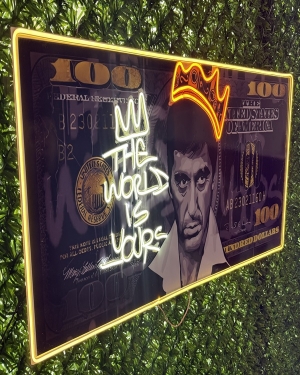 Tony Montana Dolar Işıklı Neon Tablo 100x40 cm