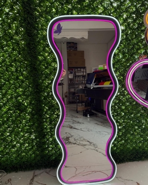 Antrasit MDF Neon Ledli Boy Aynası 147x50 cm