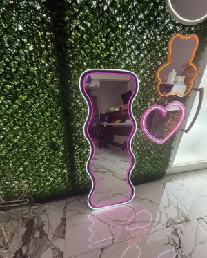 Antrasit MDF Neon Ledli Boy Aynası 147x50 cm