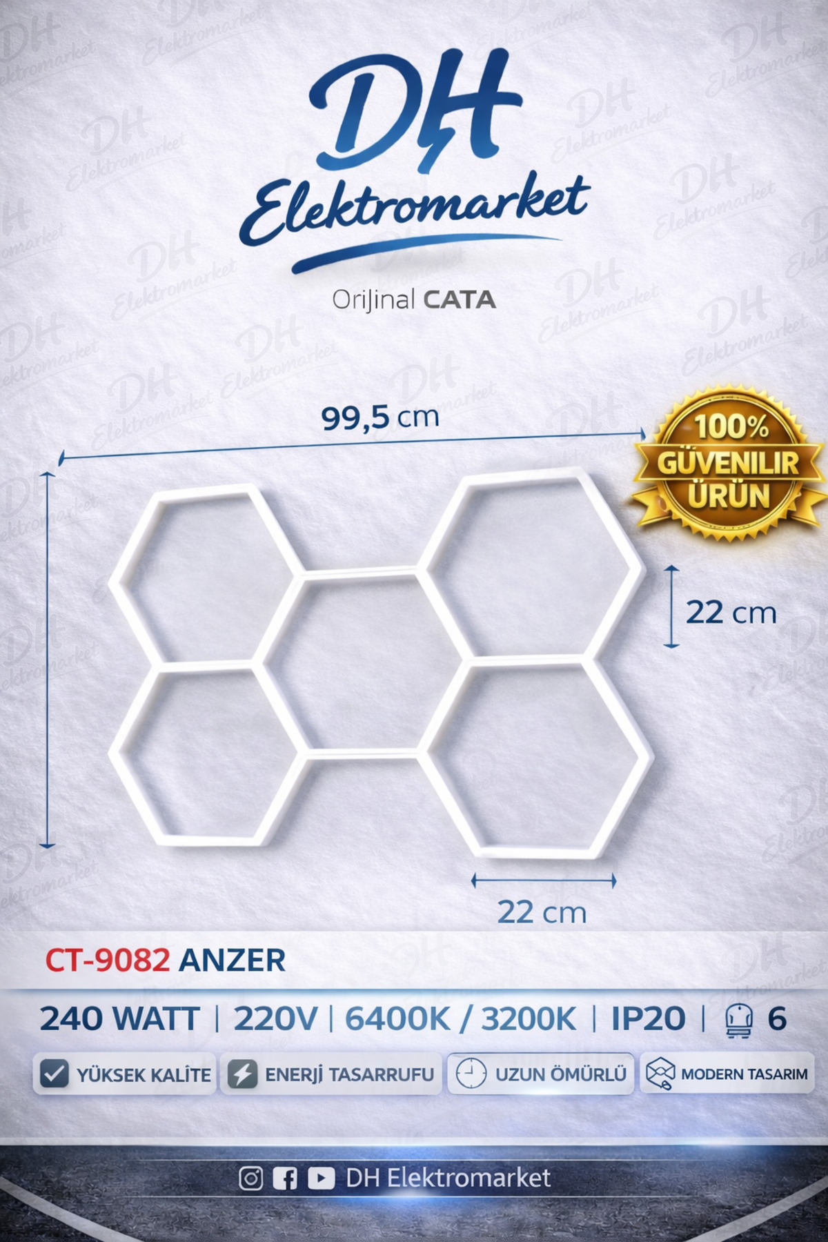 CaTa 9082 Anzer LED Linear Armatür Beyaz Işık