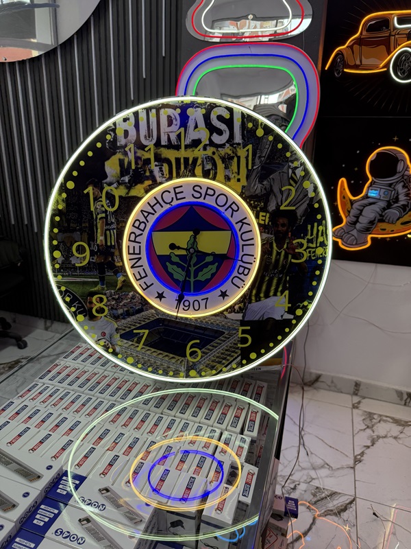 Neon Led Fenerbahçe Saat 60cm - Ev Ofis Dekorasyon